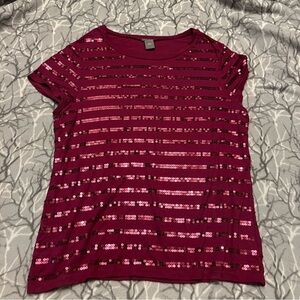 Ann Taylor Sequin Short Sleeve XL